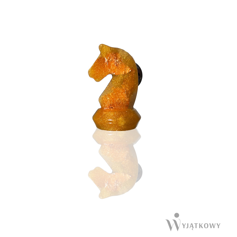 Przypinka Miodowy Konik lewy z miedzianymi elementami