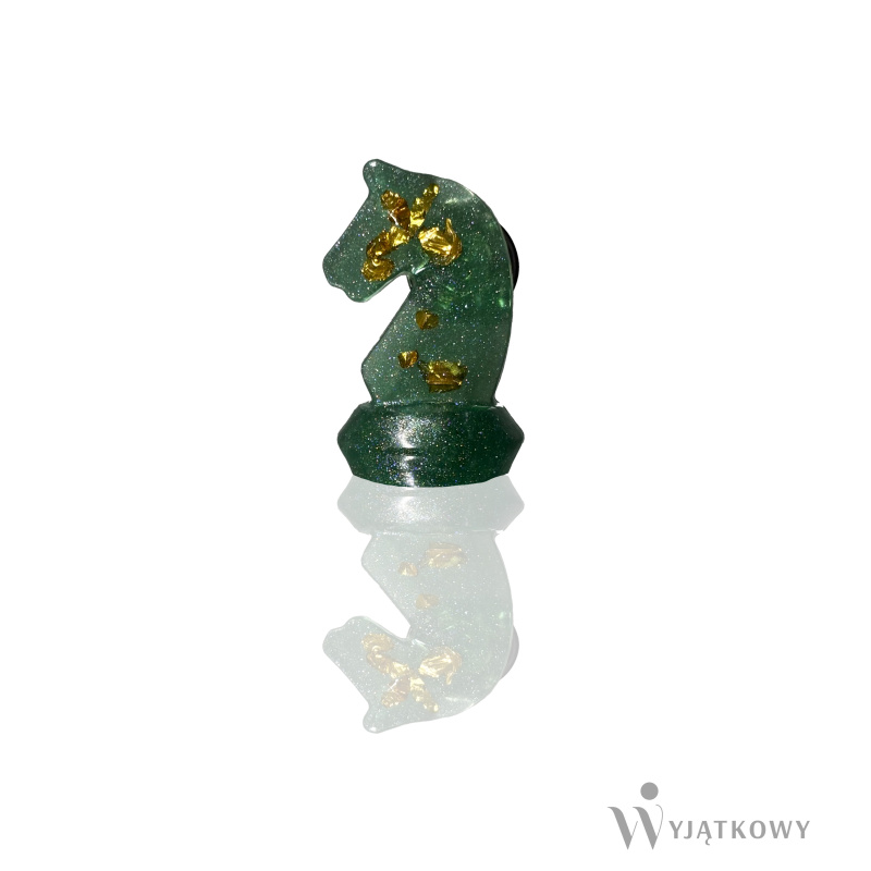 Przypinka Szałwiowy Konik lewy ze złotymi elementami