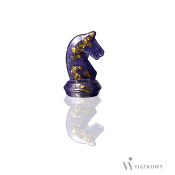 Przypinka perłowo - granatowy Konik prawy ze złotymi elementami