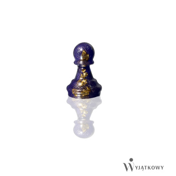 Przypinka perłowo - granatowy Pionek ze złotymi elementami